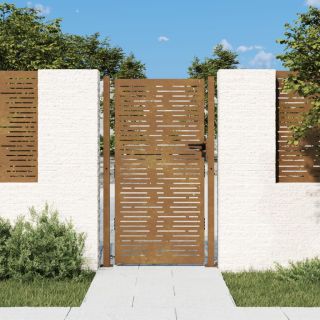 Садовая калитка, 105 x 205 см, сталь Corten, квадратный дизайн