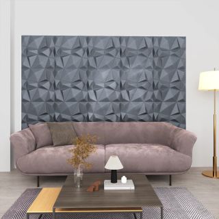 3D seinapaneelid, 24 tk, 50x50 cm, teemantmust, 6 m²