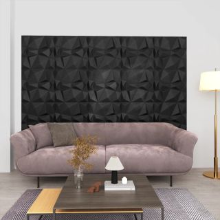 3D seinapaneelid, 24 tk, 50x50 cm, teemantmust, 6 m²