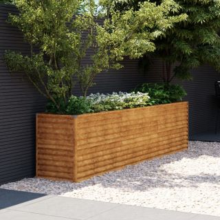 taimekast, 291 x 50 x 69 cm, Corten-teras