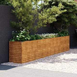 taimekast, 385 x 50 x 69 cm, Corten-teras