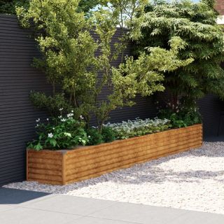 taimekast, 386 x 50 x 36 cm, Corten-teras