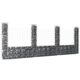 U-kujuline gabioonkorv 4 postiga, raud, 380x20x150 cm