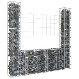 U-kujuline gabioonkorv 2 postiga, raud, 140x20x150 cm
