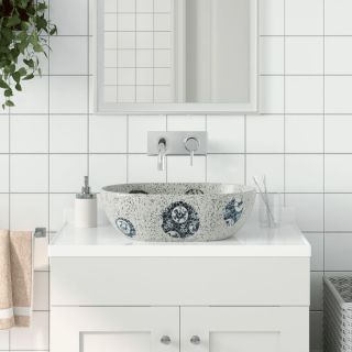 valamu tasapinnale, hall ja sinine, ovaalne, keraamiline