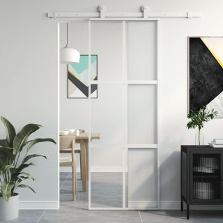 lükanduks, valge, 76 x 205 cm, karastatud klaas ja alumiinium