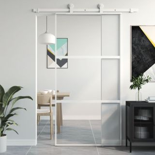 liuguks, valge, 102,5 x 205 cm, karastatud klaas ja alumiinium