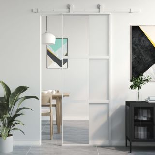 lükanduks, valge, 76 x 205 cm, karastatud klaas ja alumiinium