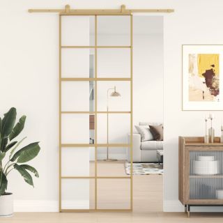 liuguks, kuldne, 76x205 cm, läbipaistev ESG-klaas ja alumiinium