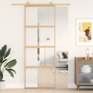 liuguks, kuldne, 76x205 cm, läbipaistev ESG-klaas ja alumiinium