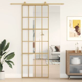 liuguks, kuldne, 76x205 cm, läbipaistev ESG-klaas ja alumiinium