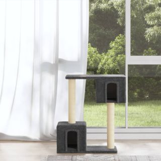 Кошачий домик с когтеточкой из сизалевой веревки, темно-серый, 60 см