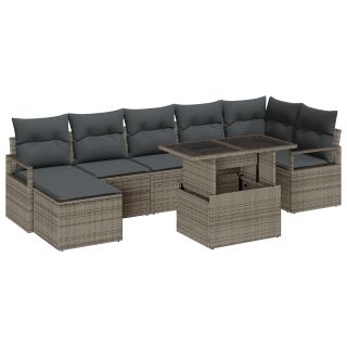 8-osaline Aia Diivanikomplekt koos Padjadega Hall Polü Rattan,2-kohaline Aia Diivan koos Salvestamise & Padjadega Hall Polü Rattan