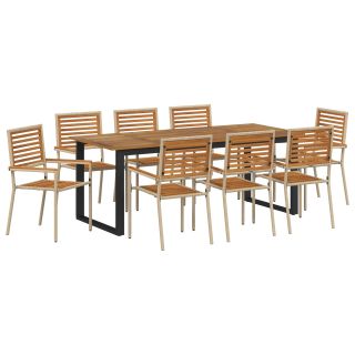 9-osaline aia söögikomplekt Beež polü rattan akaatsiapuudest