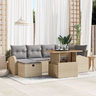 7-osaline aia diivanikomplekt padjadega beež polü rattan