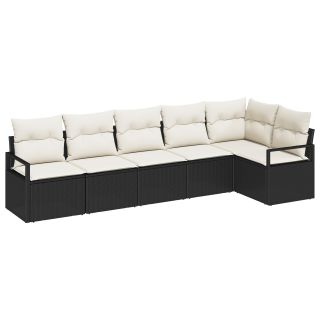 6-osaline aia sofa komplekt padjadega Must Polürotang,2-istekoha aia sofa padjadega Must Polürotang