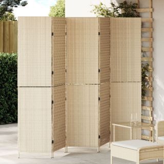 Toa Jaotis 5 Paneeli Voltitav Beež 245x180 cm Polü Rattan