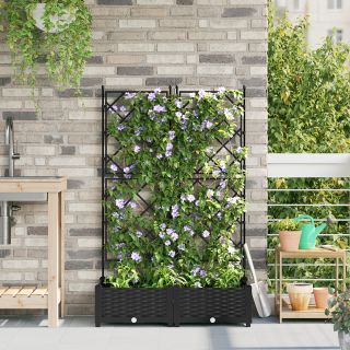 Aiakast trellisega 2 tk Must 80x40x125.5 cm