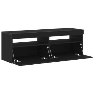 TV Kapp LEDidega Must Puit 120x35x40 cm Tehispuit