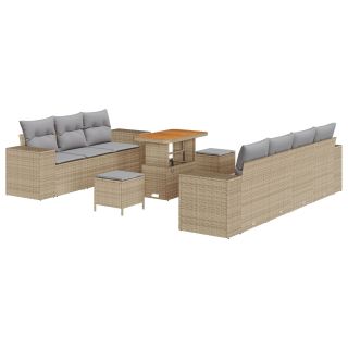 10-osaline Ai Sofa Komplekt padjadega Beež Polürotang Akatsi,3-osaline Ai Söögilaud Komplekt padjadega Beež Polürotang Akatsi