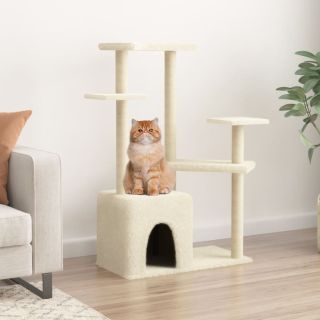 Кошачий домик с сизалевой веревкой и когтеточкой, кремовый, 107,5 см