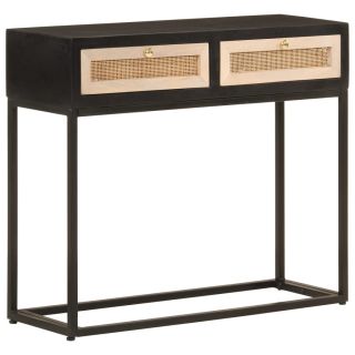 konsoollaud, must, 90 x 30 x 76 cm, mangopuit ja raud
