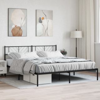 metallist voodiraam peatsiga, must, 180 x 200 cm