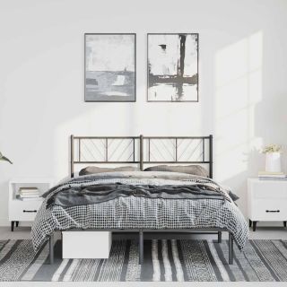 metallist voodiraam peatsiga, must, 135x190 cm