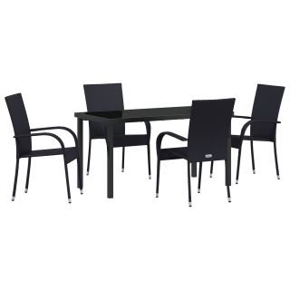 5-osaline Aiandi Söögikomplekt Must Polü Rattan