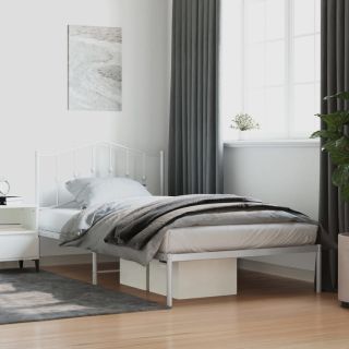 metallist voodiraam peatsiga, valge, 107x203 cm