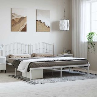 металлический каркас кровати с изголовьем, белый, 183x213 см
