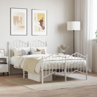металлический каркас кровати с изголовьем и изножьем, белый, 120 x 200 см