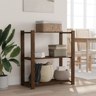 Трехъярусная полка для хранения вещей, коричневая, 80 x 38 x 90 см, сосна