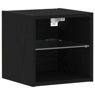 LED TV kapp Must Teak 30x28,5x30 cm Töödeldud Puit