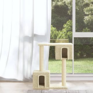 kassimaja sisalköitega kraapimispuudega, kreemjas, 60 cm