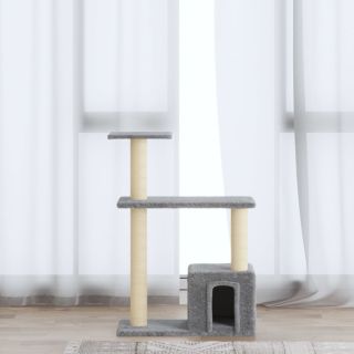 kassimaja sisalköitega kraapimispuudega, helehall, 70 cm