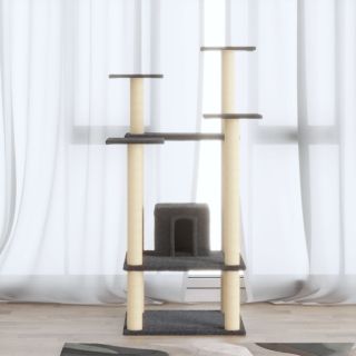 kassimaja sisalköitega kraapimispuudega, tumehall, 110 cm