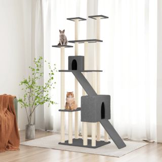kassimaja sisalköitega kraapimispuudega, tumehall, 190 cm