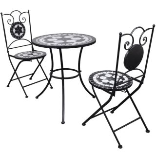3-kohaline bistrookomplekt, keraamilised plaadid, must, valge