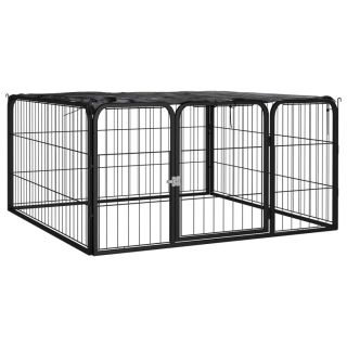 koera mänguaedik 4 paneeli must 100x50 cm pulbervärvitud teras