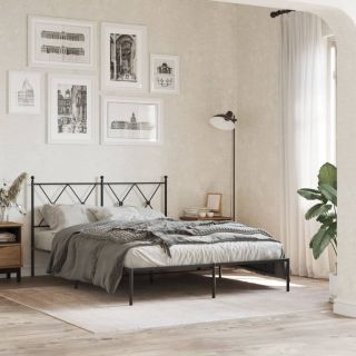 metallist voodiraam peatsiga, must, 135x190 cm