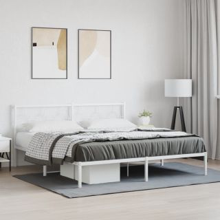 metallist voodiraam peatsiga, valge, 183x213 cm