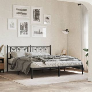 metallist voodiraam peatsiga, must, 183x213 cm