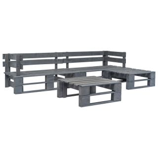 4-osaline aiamööblikomplekt, kaubaalustest, puit, hall