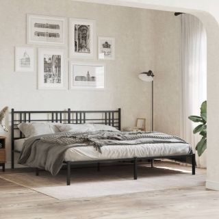 metallist voodiraam peatsiga, must, 183x213 cm