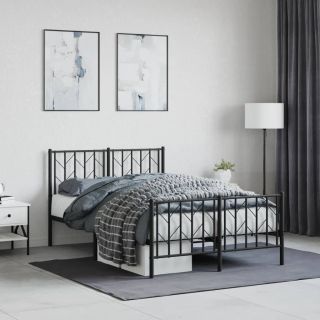 металлический каркас кровати с изголовьем и изножьем, черный, 120x200 см
