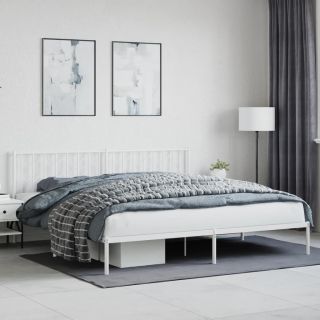 металлический каркас кровати с изголовьем, белый, 200x200 см