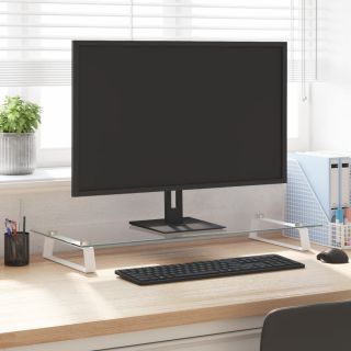 подставка под монитор, белая, 80x35x8 см, закаленное стекло и металл