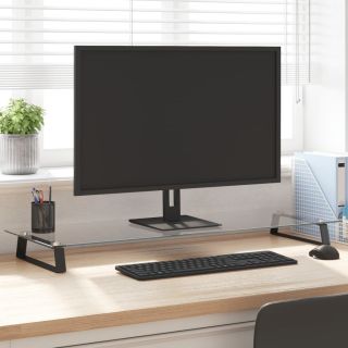 подставка под монитор, белая, 100x35x8 см, закаленное стекло и металл