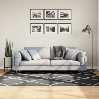 kõrge narmaga Shaggy vaip PAMPLONA, must/kreemjas 140x200 cm